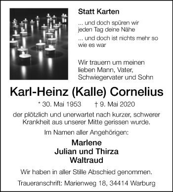Traueranzeige von Karl-Heinz Cornelius von Westfalen-Blatt