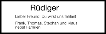 Traueranzeige von Rüdiger  von Neue Westfälische