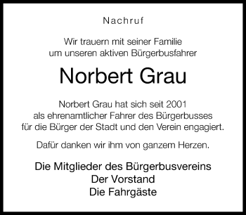 Traueranzeige von Norbert Grau von Neue Westfälische