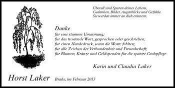 Traueranzeige von Horst Laker von Neue Westfälische