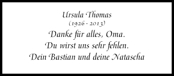 Traueranzeige von Ursula Thomas von Neue Westfälische