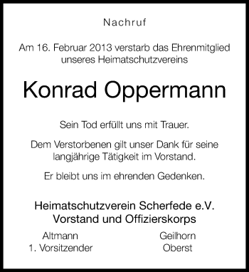 Traueranzeige von Konrad Oppermann von Neue Westfälische