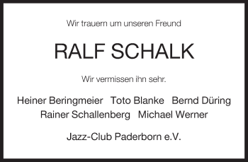 Traueranzeige von Ralf Schalk von Neue Westfälische