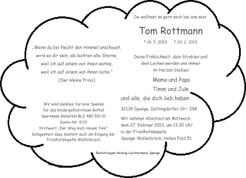 Traueranzeige von Tom Rottmann von Neue Westfälische