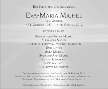 Traueranzeige von Eva-Maria Michel von Neue Westfälische