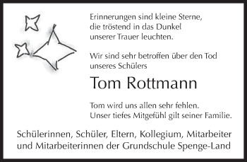 Traueranzeige von Tom Rottmann von Neue Westfälische