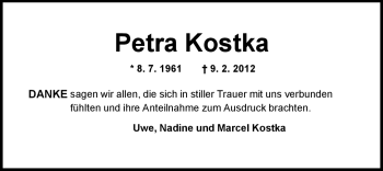 Traueranzeige von Petra Kostka von Neue Westfälische