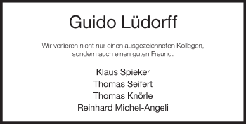 Traueranzeige von Guido Lüdorff von Neue Westfälische