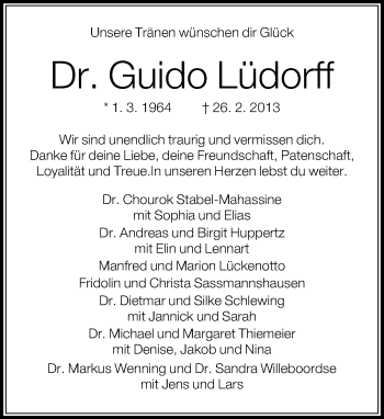 Traueranzeige von Guido Lüdorff von Neue Westfälische