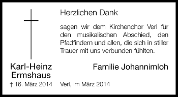 Traueranzeige von Karl-Heinz Ermshaus von Neue Westfälische