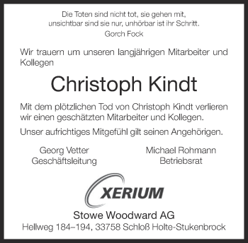 Traueranzeige von Christoph Kindt von Neue Westfälische