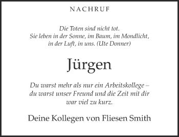 Traueranzeige von Jürgen  von Neue Westfälische