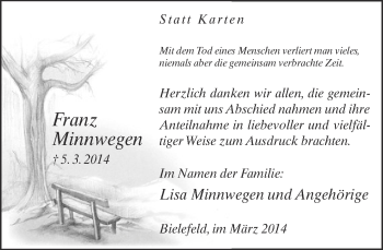 Traueranzeige von Franz Minnwegen von Neue Westfälische