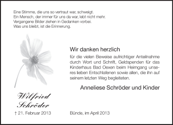 Traueranzeige von Wilfried Schröder von Neue Westfälische