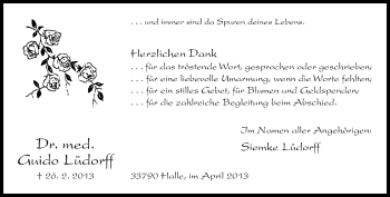 Traueranzeige von Guido Lüdorff von Neue Westfälische