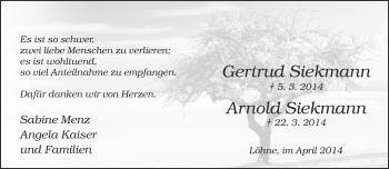 Traueranzeige von Gertrud Siekmann von Neue Westfälische