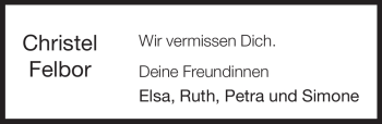 Traueranzeige von Christel Felbor von Neue Westfälische