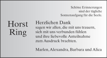 Traueranzeige von Host Ring von Neue Westfälische