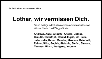 Traueranzeige von Lothar  von Neue Westfälische