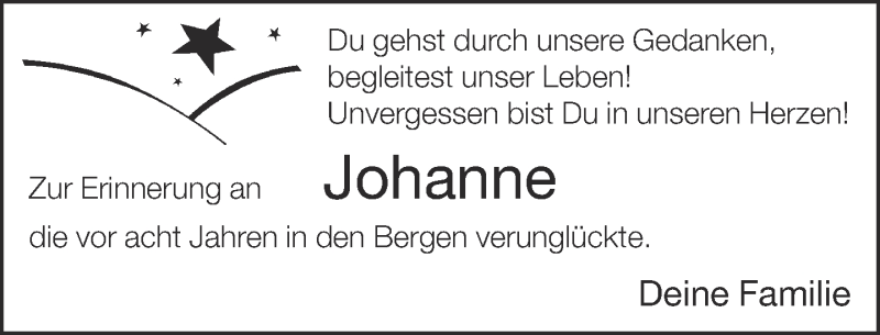  Traueranzeige für Johanne  vom 21.07.2014 aus Neue Westfälische
