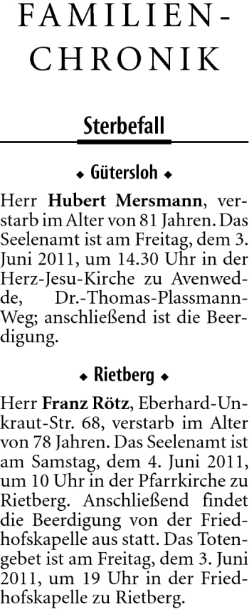 Traueranzeige von Hubert Mersmann von Neue Westfälische