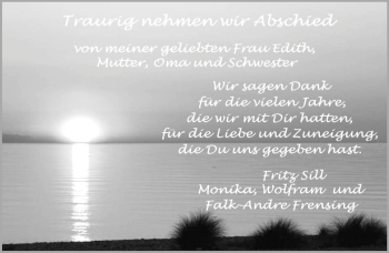 Traueranzeige von Edith Sill von Neue Westfälische