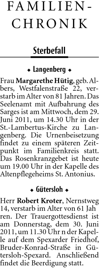 Traueranzeige von Margarethe Hütig von Neue Westfälische