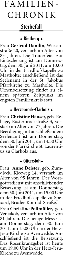 Traueranzeige von Gertrud Danilin von Neue Westfälische