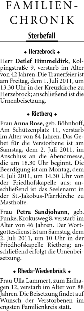  Traueranzeige für Detlef Himmeldirk vom 30.06.2011 aus Neue Westfälische