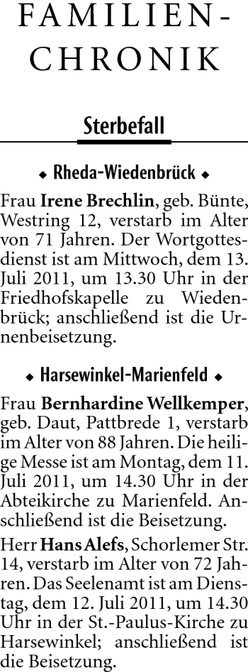 Traueranzeige von Irene Brechlin von Neue Westfälische
