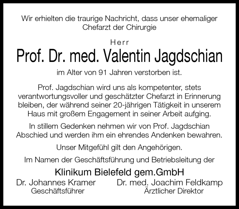  Traueranzeige für Valentin Jagdschian vom 21.07.2011 aus Neue Westfälische