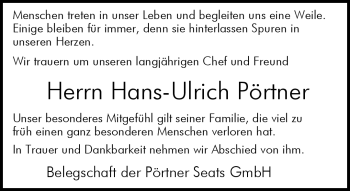 Traueranzeige von Hans-Ulrich Pörtner von Neue Westfälische