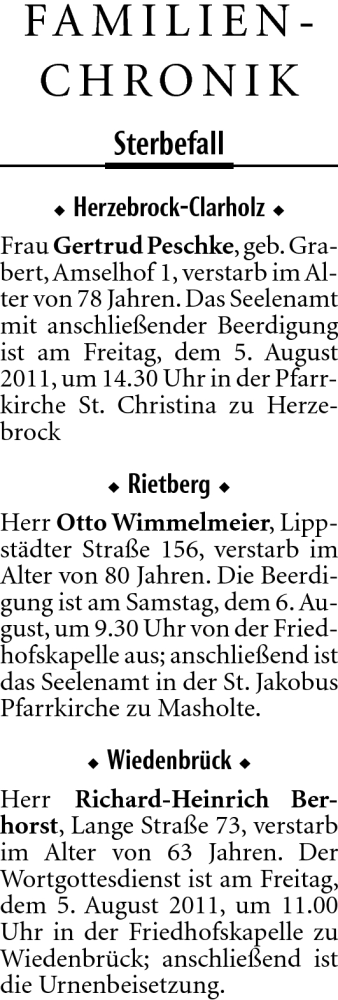 Traueranzeige von Gertrud Peschke von Neue Westfälische