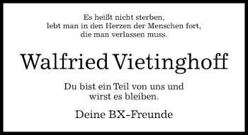 Traueranzeige von Walfried Vietinghoff von Neue Westfälische