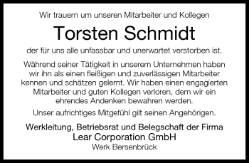 Traueranzeige von Torsten Schmidt von Neue Westfälische