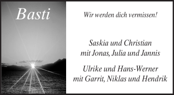 Traueranzeige von Basti  von Neue Westfälische