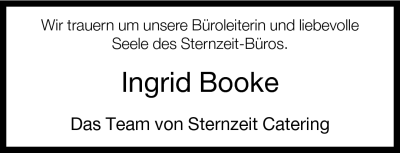  Traueranzeige für Ingrid Booke vom 26.08.2011 aus Neue Westfälische