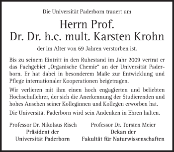 Traueranzeige von Karsten Krohn von Neue Westfälische