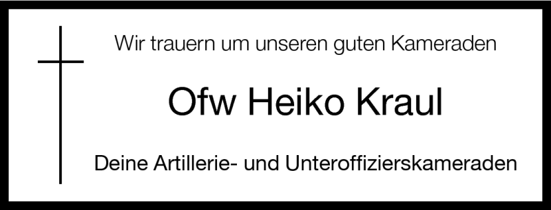  Traueranzeige für Heiko  Kraul vom 27.08.2011 aus Neue Westfälische