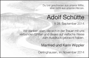 Traueranzeige von Adolf Schütte von Neue Westfälische