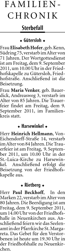 Traueranzeige von Elisabeth Hofer von Neue Westfälische