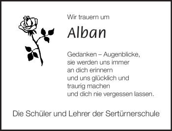 Traueranzeige von Alban  von Neue Westfälische