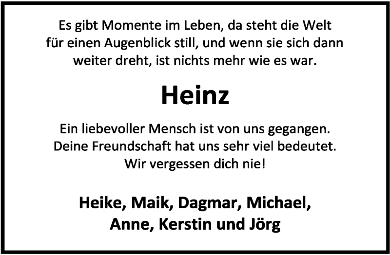  Traueranzeige für Heinz  vom 23.11.2013 aus Neue Westfälische