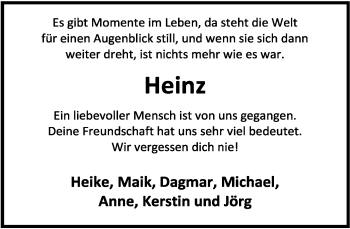Traueranzeige von Heinz  von Neue Westfälische