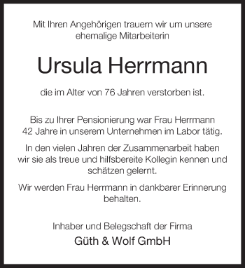 Traueranzeige von Ursula Herrmann von Neue Westfälische
