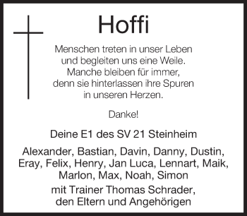 Traueranzeige von Hoffi  von Neue Westfälische