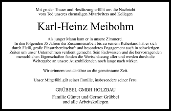 Traueranzeige von Karl-Heinz Meibohm von Neue Westfälische