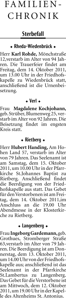 Traueranzeige von Karl Rohde von Neue Westfälische