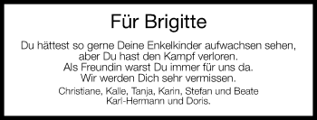 Traueranzeige von Brigitte  von Neue Westfälische