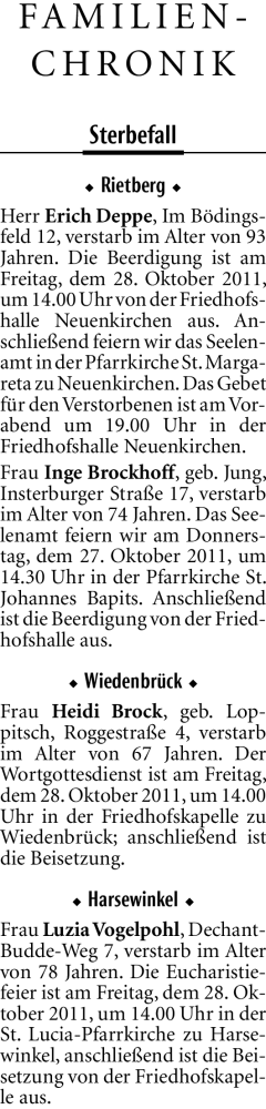 Traueranzeige von Erich Deppe von Neue Westfälische